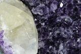 Dark Purple Amethyst Heart With Calcite Crystal - Uruguay #173220-1